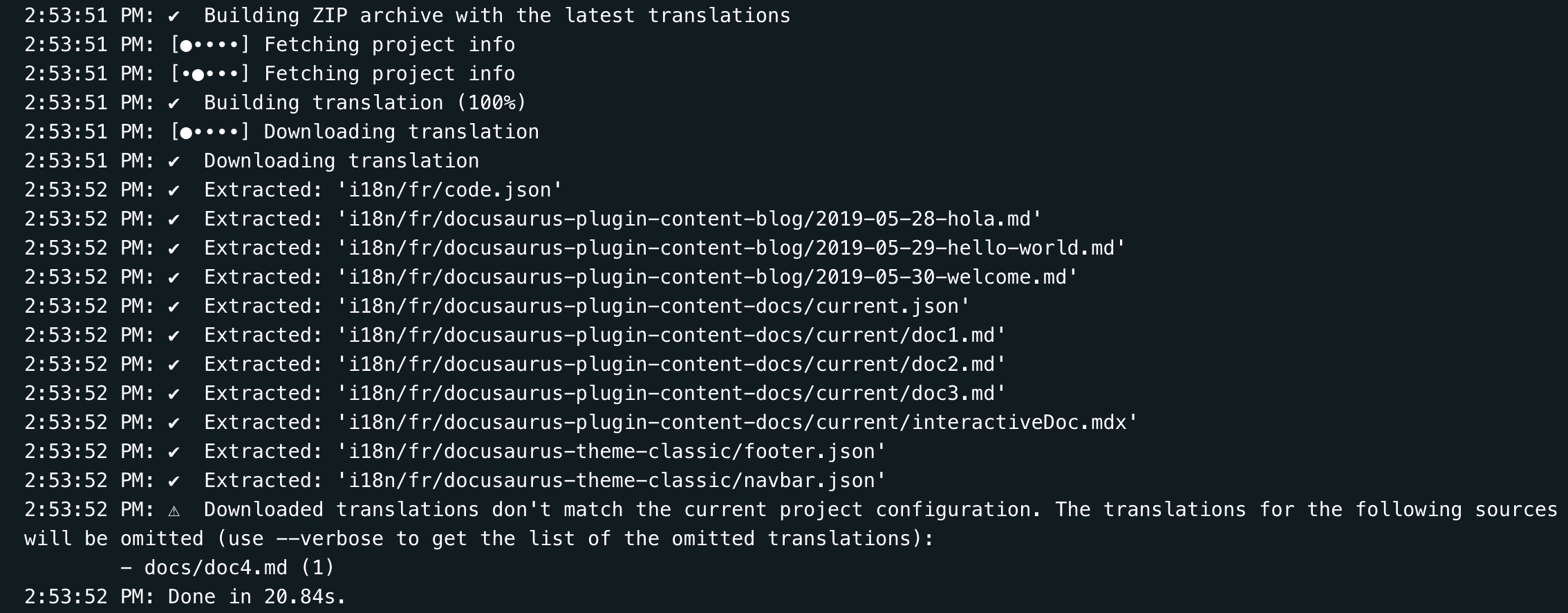 Crowdin CLI:下载翻译警告